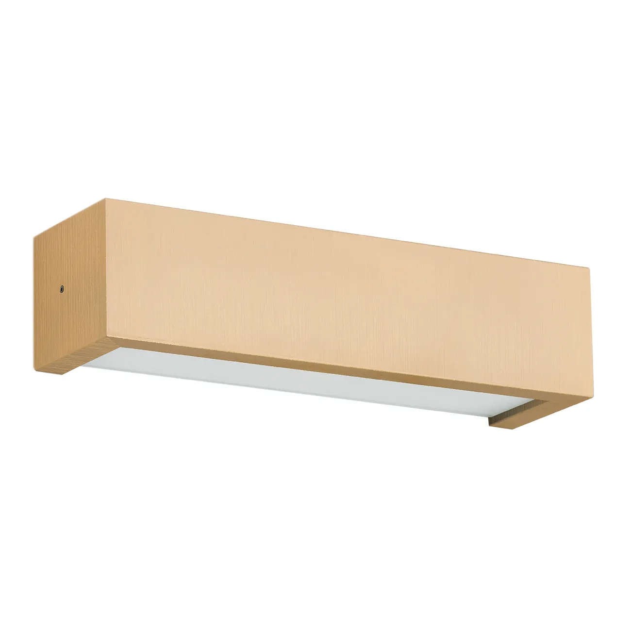 Kinkiet CASERTA drewniany złoty prążek pionowy biały klosz 32cm - 8252