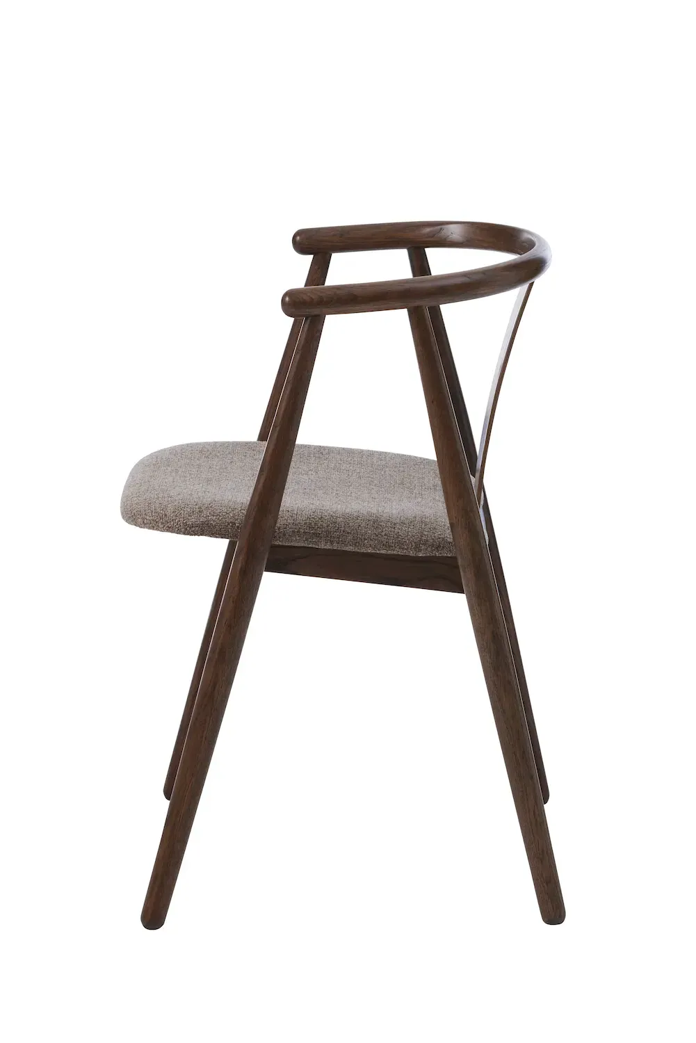 Krzesło drewniane okrągłe RELATE z podłokietnikami dąb wędzony/beżowy - UN_49560082