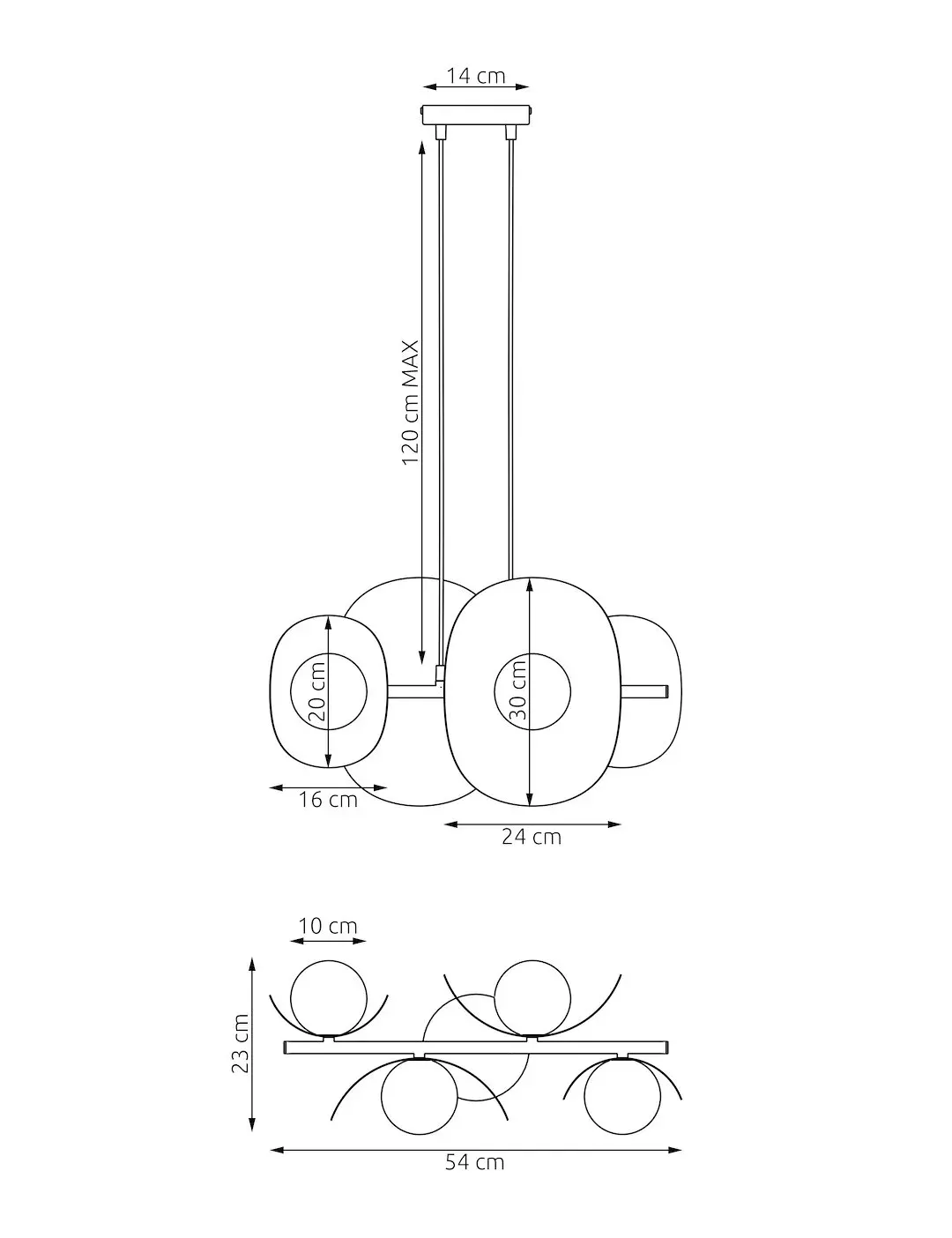 Lampa wisząca metalowa ELEMENTI 4 biała - 1492/4