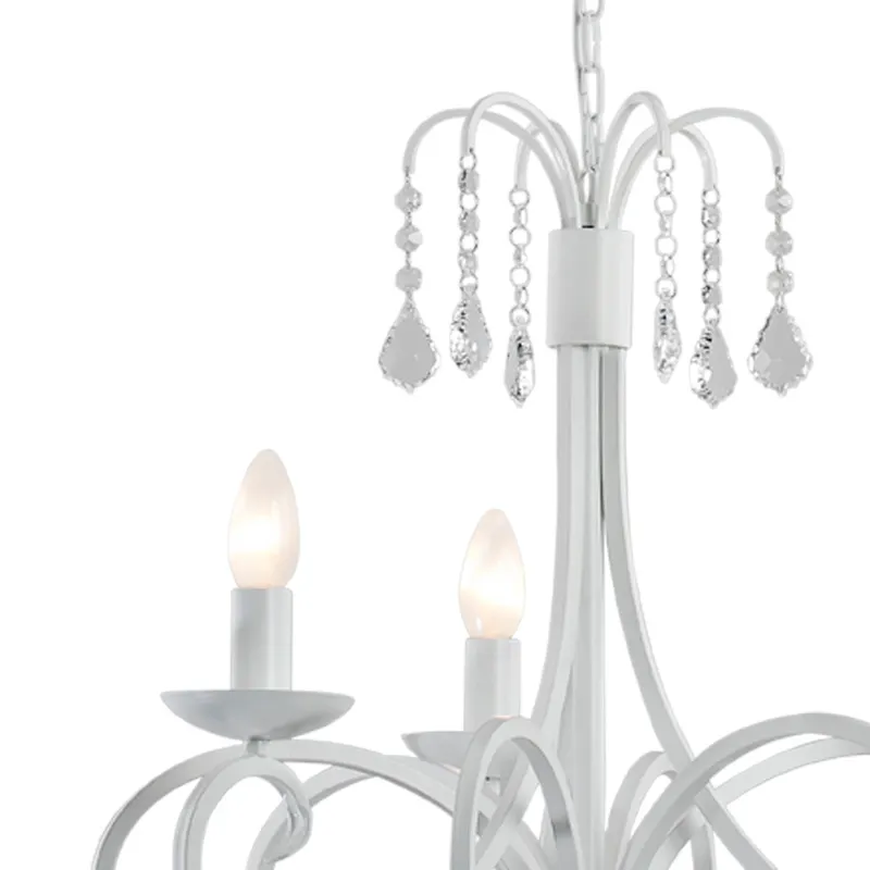 Żyrandol DIADEMA biały na łańcuchu z kryształami 154x54cm - 6271