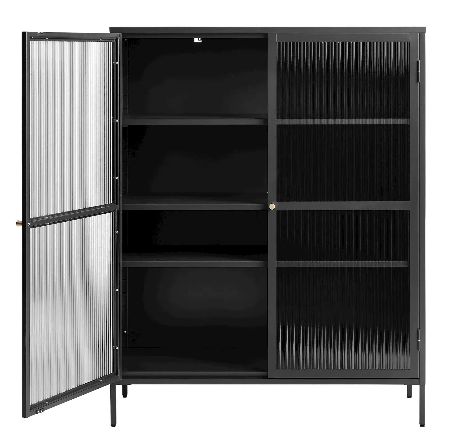 Witryna niska BRONCO 2-drzwiowa W140 cm - czarny, złoty - UN_44590600