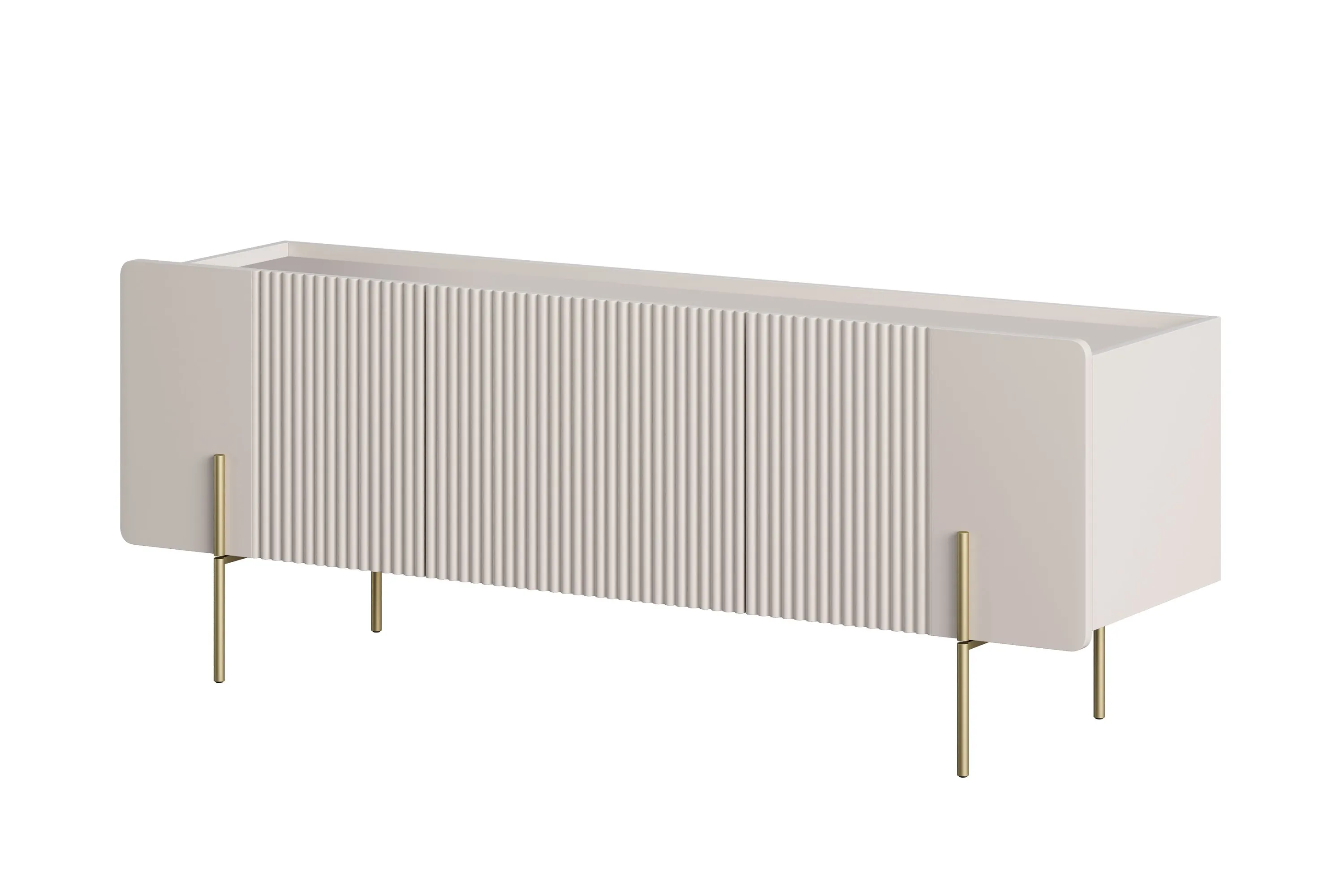 Szafka RTV 2-drzwiowa z 1 szufladą MALMI 150cm - kaszmirowa złote nogi Meble, kredens, Łóżeczko, Łóżko dziecięce, Gabinet