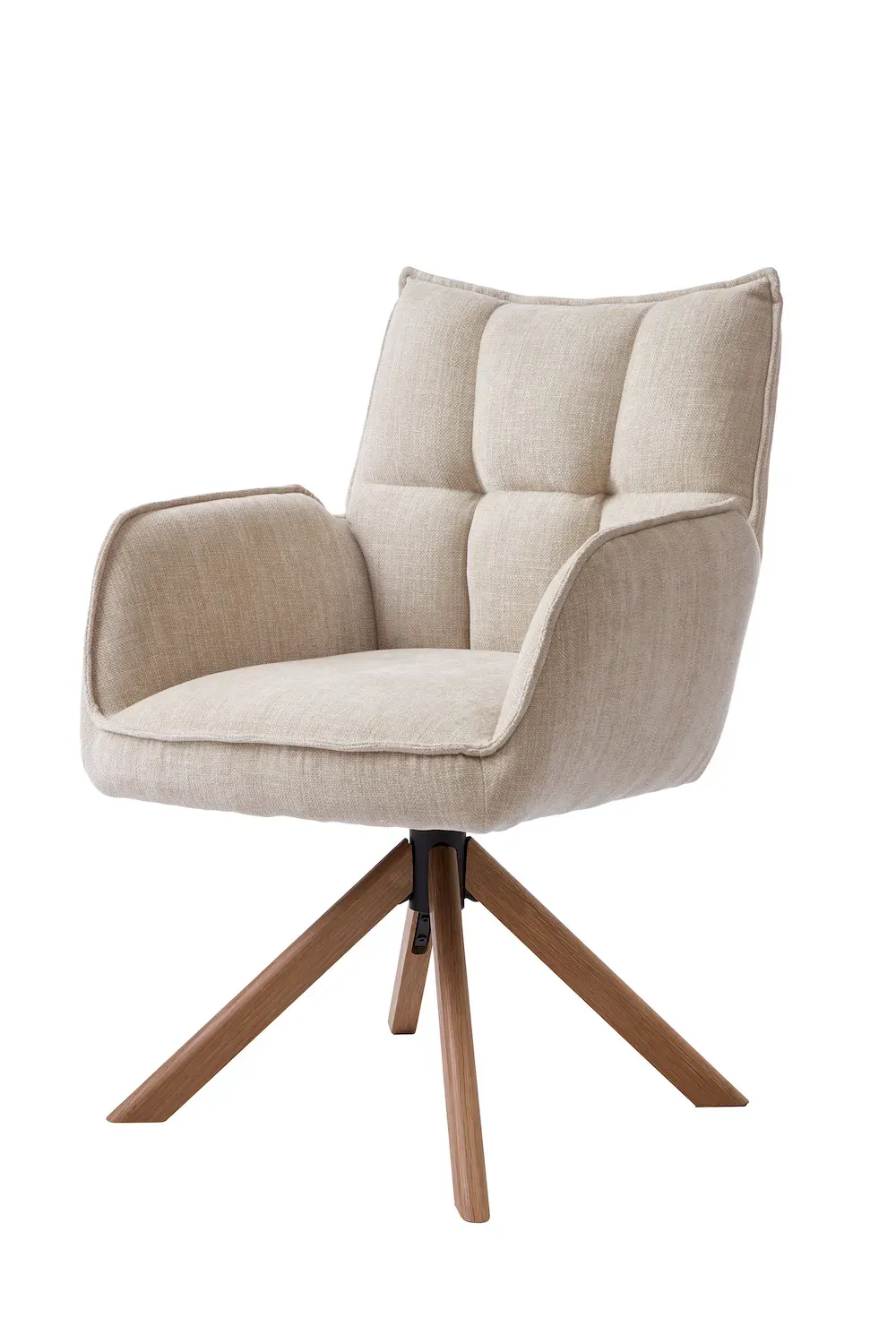 Krzesło obrotowe MARILLA na drewnianych nogach beżowe