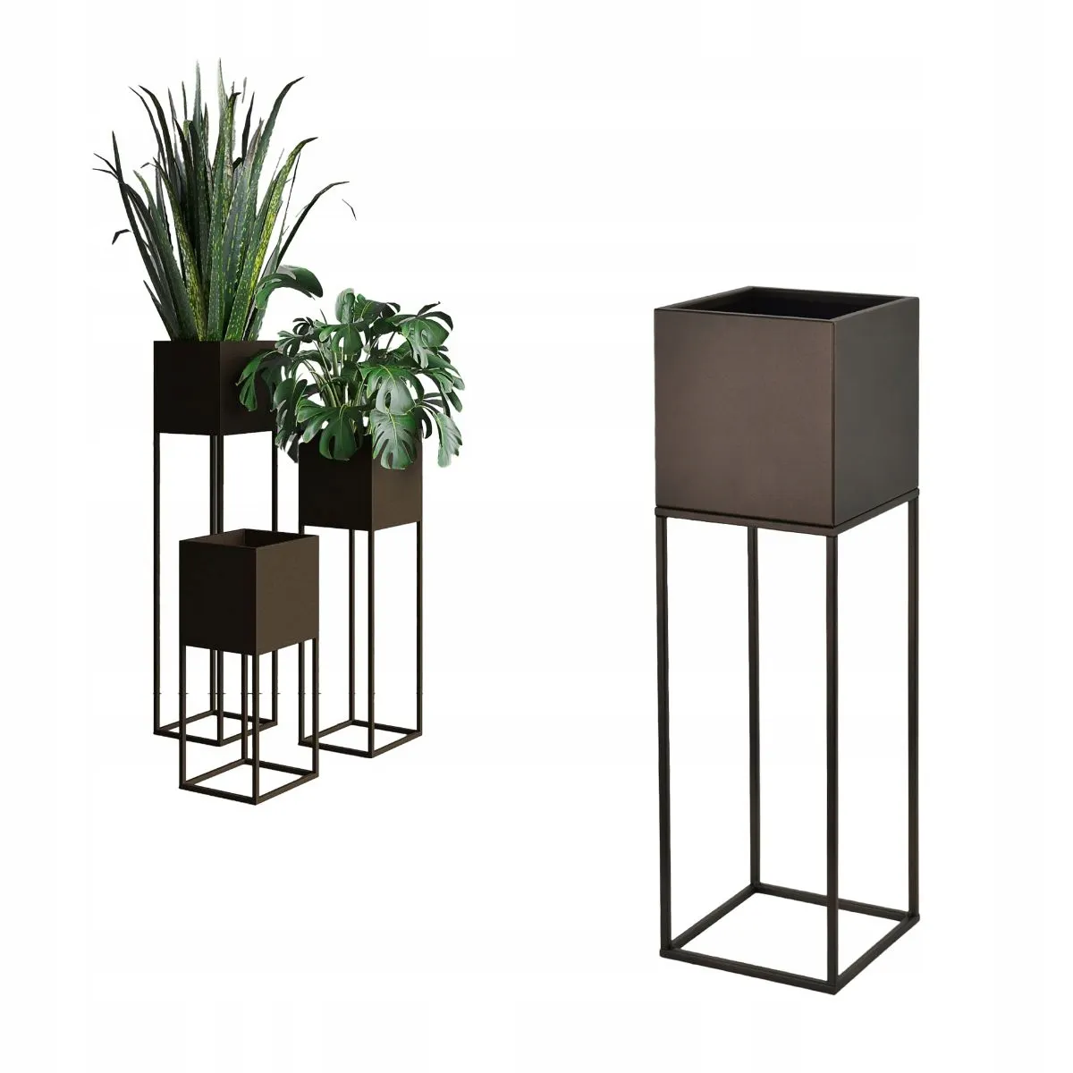 DONICZKA-osłonka na donice metalowa LORIENT M brązowa Słoik, plantator, Roślina doniczkowa, Ceramika, Wazon