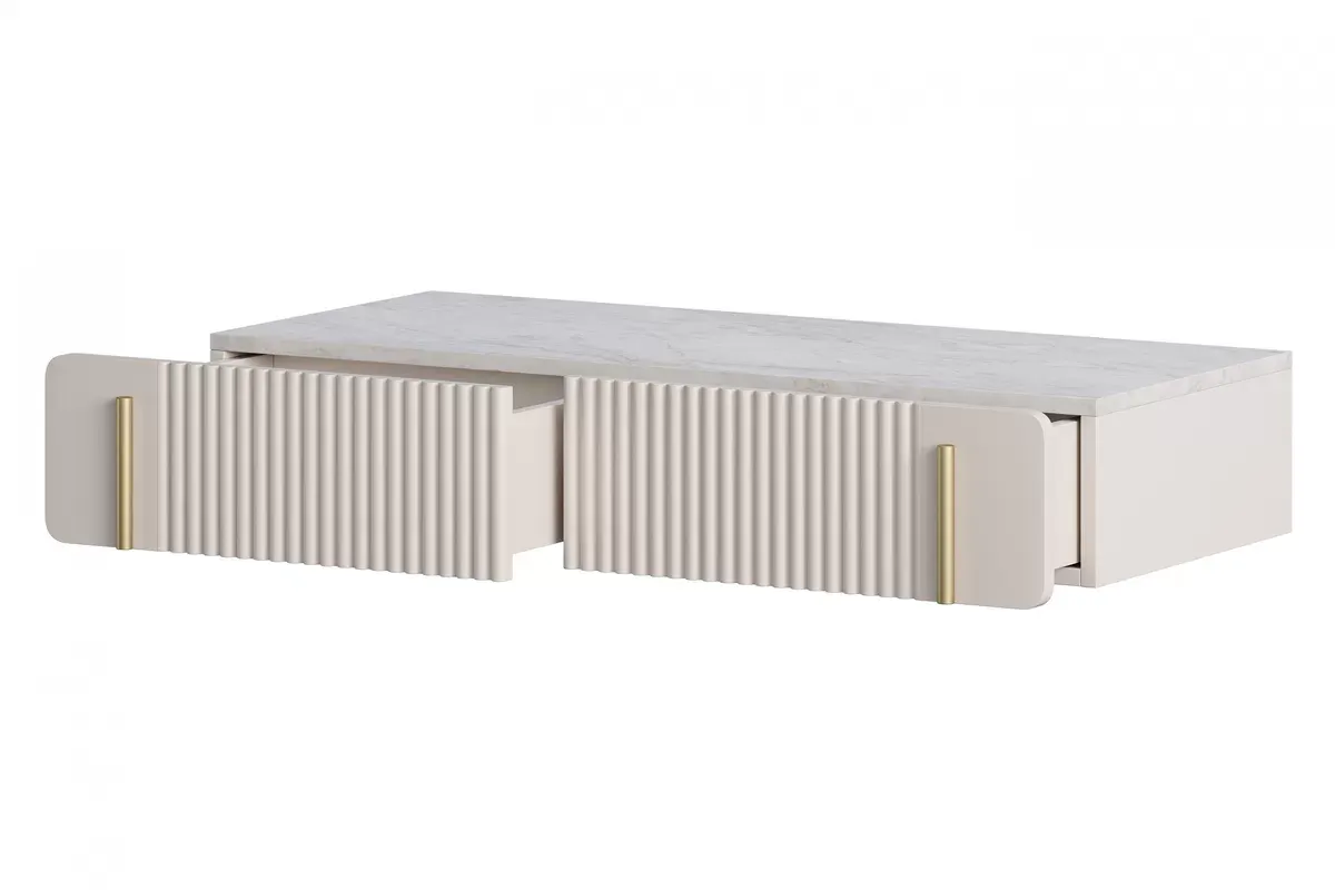 MALMI Toaletka 100 2SZ - cashmere / crema bianca / wisząca / złote uchwyty - B_162303