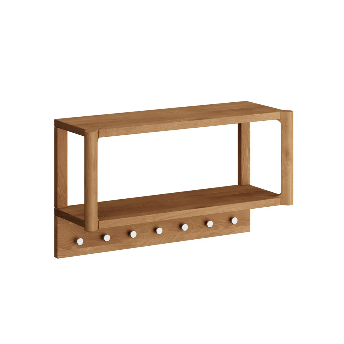 Wieszak wąski dębowy z półką CAMPI dąb olejowany Półka, Meble, Łóżeczko, Łóżko dziecięce, Drewno