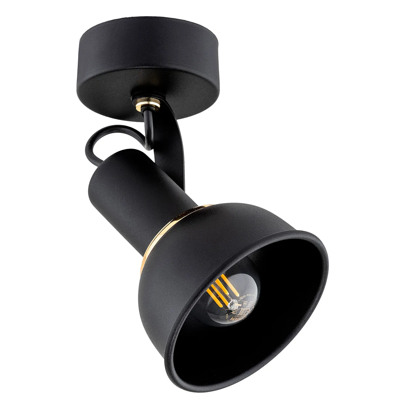 Kinkiet TWIST metalowy czarny mosiądz regulowany - 4900