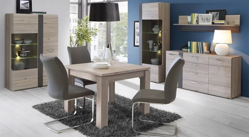 Witryna szklana Locarno 197x60 lewa dąb nelson szara - LCRV711L-N92