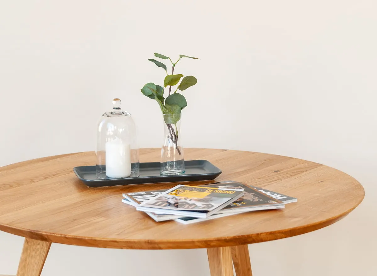 Stolik kawowy dębowy okrągły 90 cm Orbetello - dąb olejowany - 3SORB57