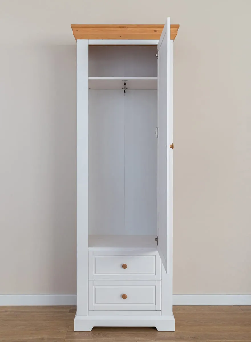 Szafa MARONE ELITE 1-drzwiowa z 2 szufladami - biały, złocisty - PLMEL27