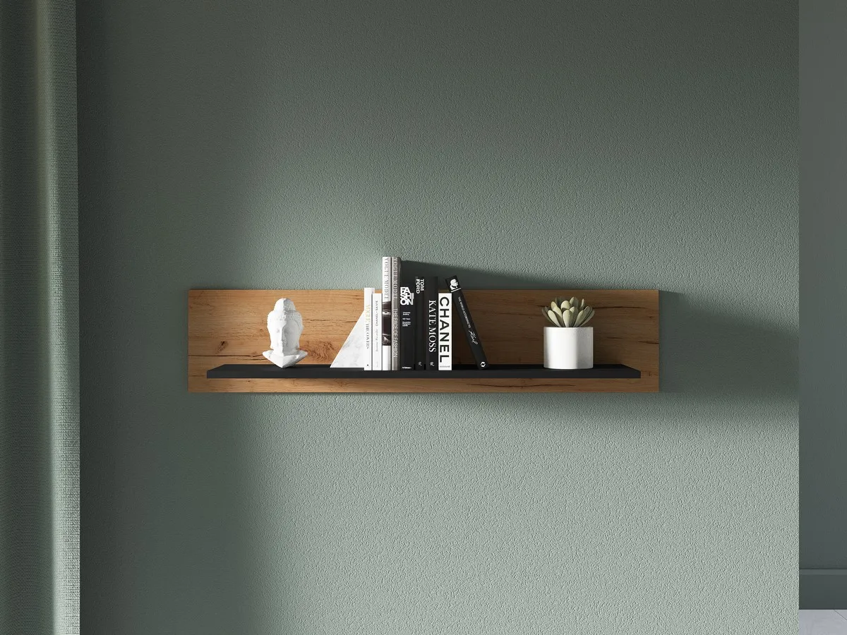 Półka ścienna URSO 12 craft złoty-czarny 111 cm