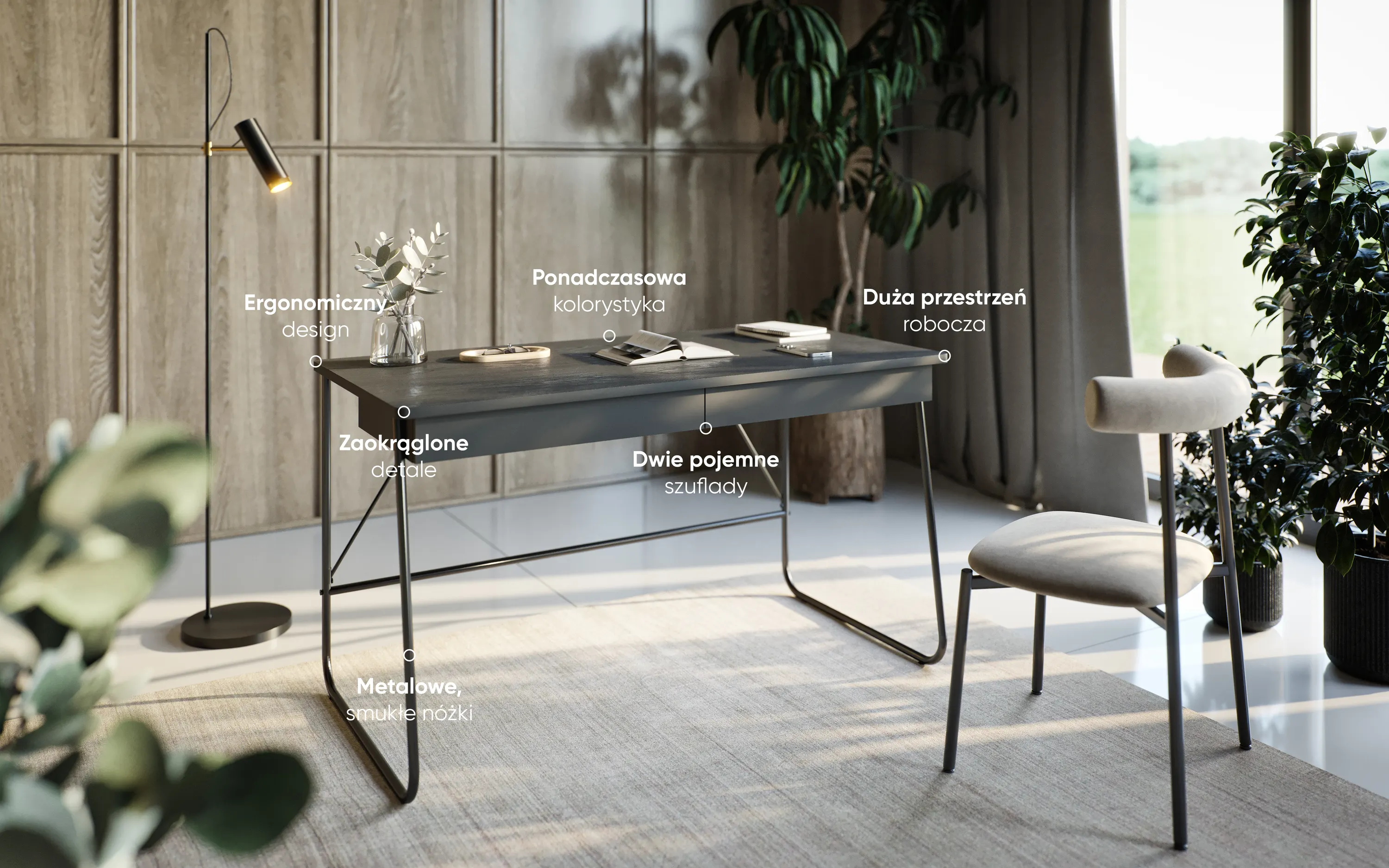 Biurko z 2 szufladami MATCH MB-01 czarny - MB1K