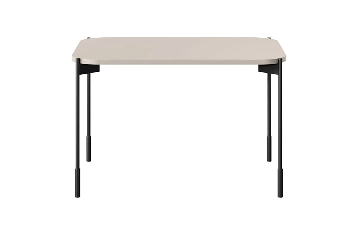 Stolik kawowy prostokątny SONATIA 70 - kremowy - czarne nogi - B_149199