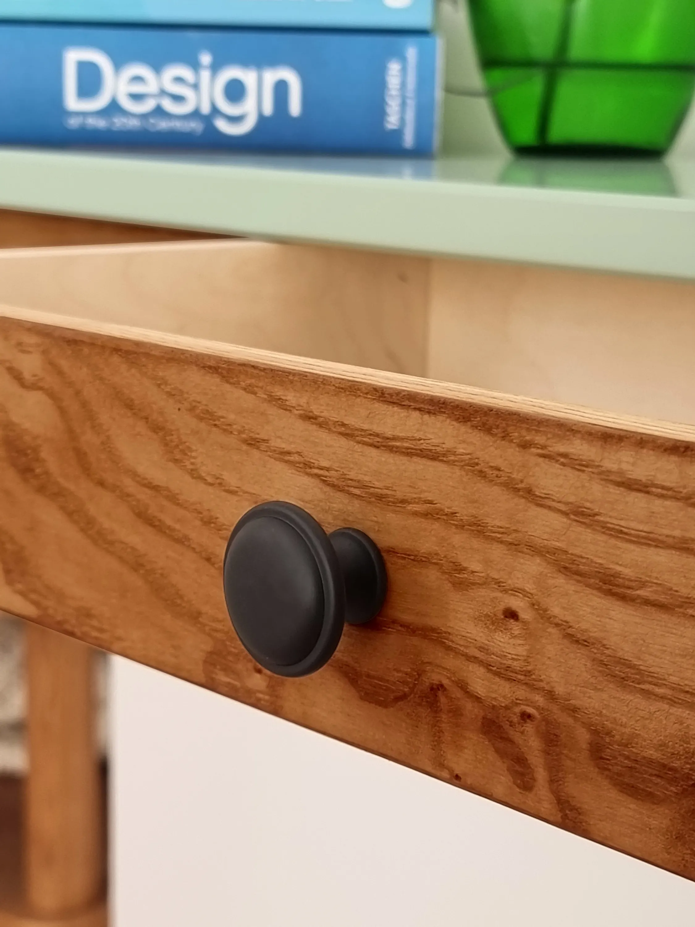 Biurko narożne z szufladą ASHME 114x85 beżowy blat/ciemne jesionowe nogi - NRGBACD_OAK_4