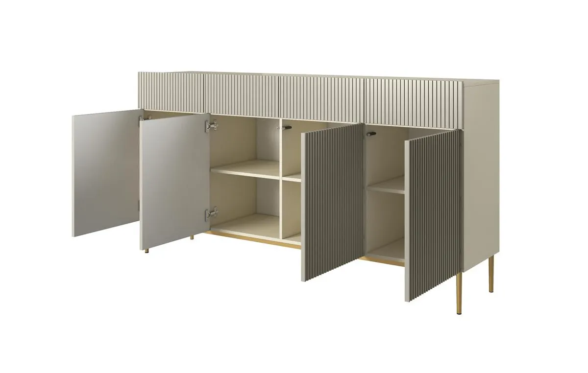 Komoda NICOLE 200 z 4 szufladami - kremowa - złoty stelaż - B_57079