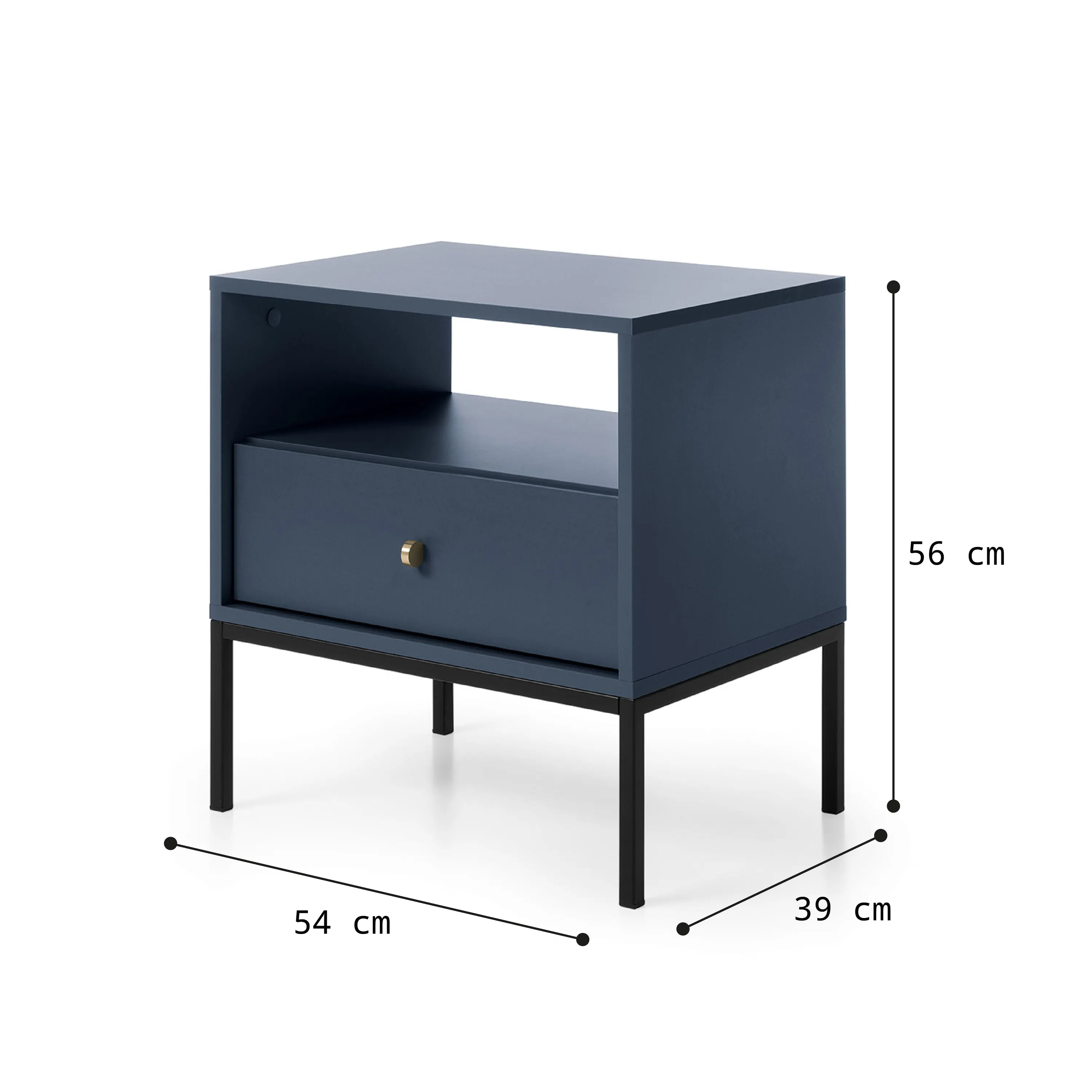 Szafka nocna z szufladą MONO Granatowy, Czarny - MONO_MS54_GRCZ