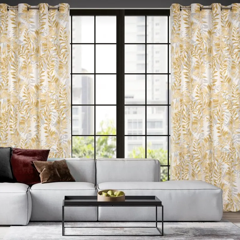 ZASŁONA LIŚCIE HARIET 140 X 250 CM NATURALNY - EU_398336