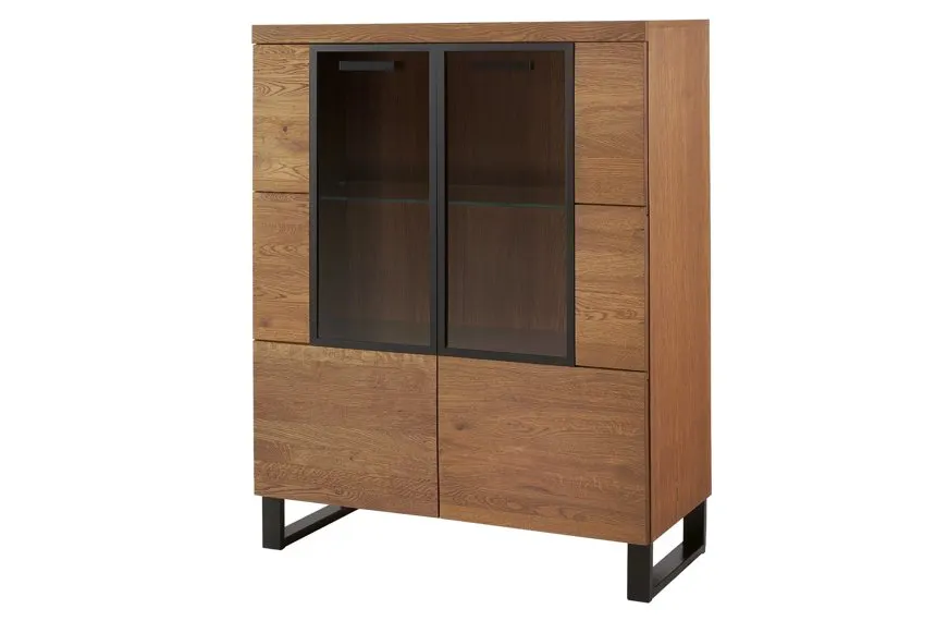 Witryna 2-drzwiowa PRATTO 15 dąb rustical czarny 126x96x42cm