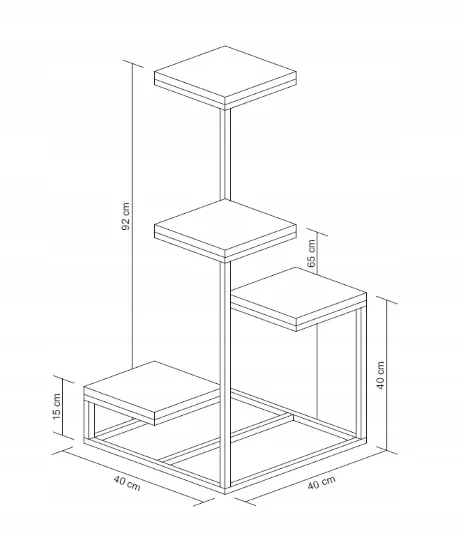 Kwietnik stojący 4-poziomowy LE MANS M metal drewno czarny naturalny - LD_TZ000047