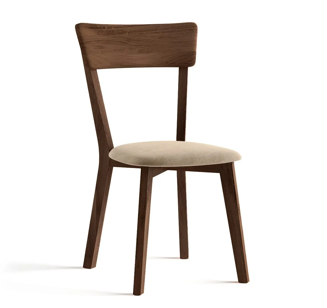 Krzesło drewniane LEON beżowe siedzisko ciemny dąb