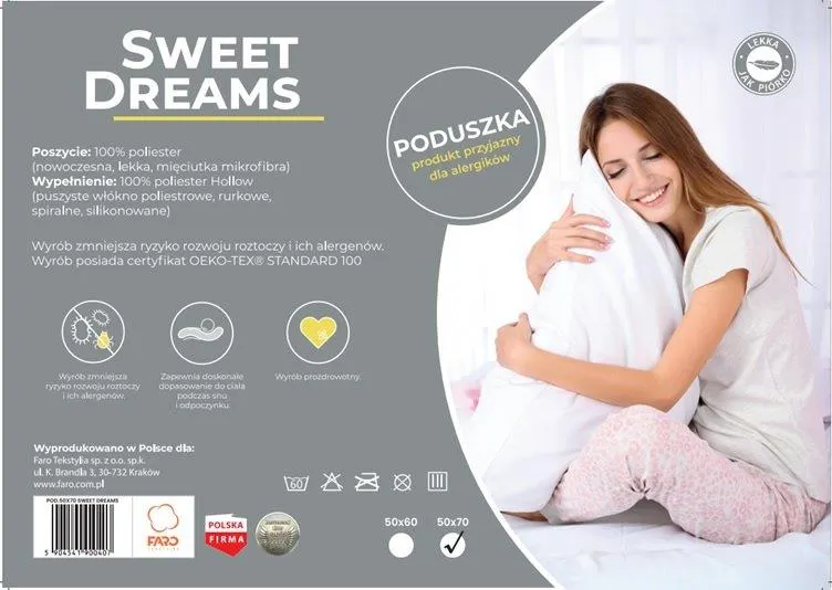 Poduszka pikowana 50X70 SWEET DREAMS biała - FARO_25639