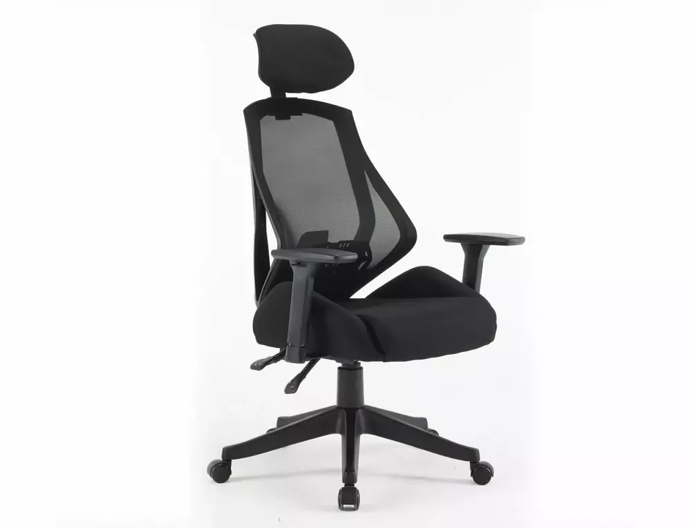 Fotel obrotowy, ergonomiczny Q-406 M z regulowanym zagłówkiem, podłokietnikami, czarny Signal — zdjęcie 8