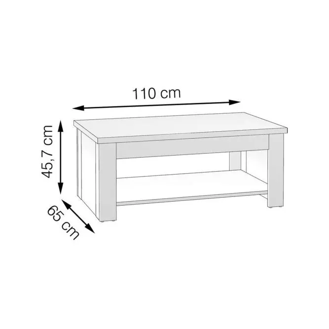 Stolik kawowy z półką CLIF - regulacja wysokości blatu - DURT511-H51