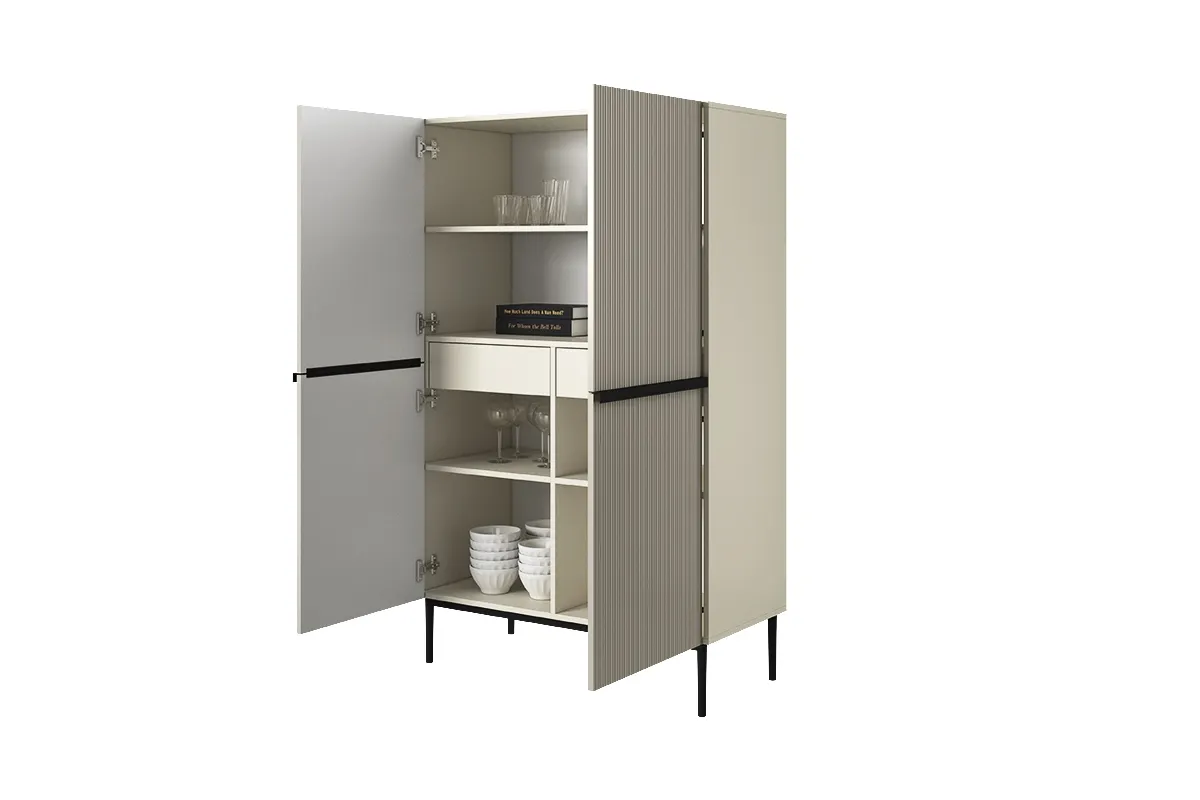 Komoda wysoka z 2 szufladami NICOLE 100 - kremowy - czarny stelaż - B_148915