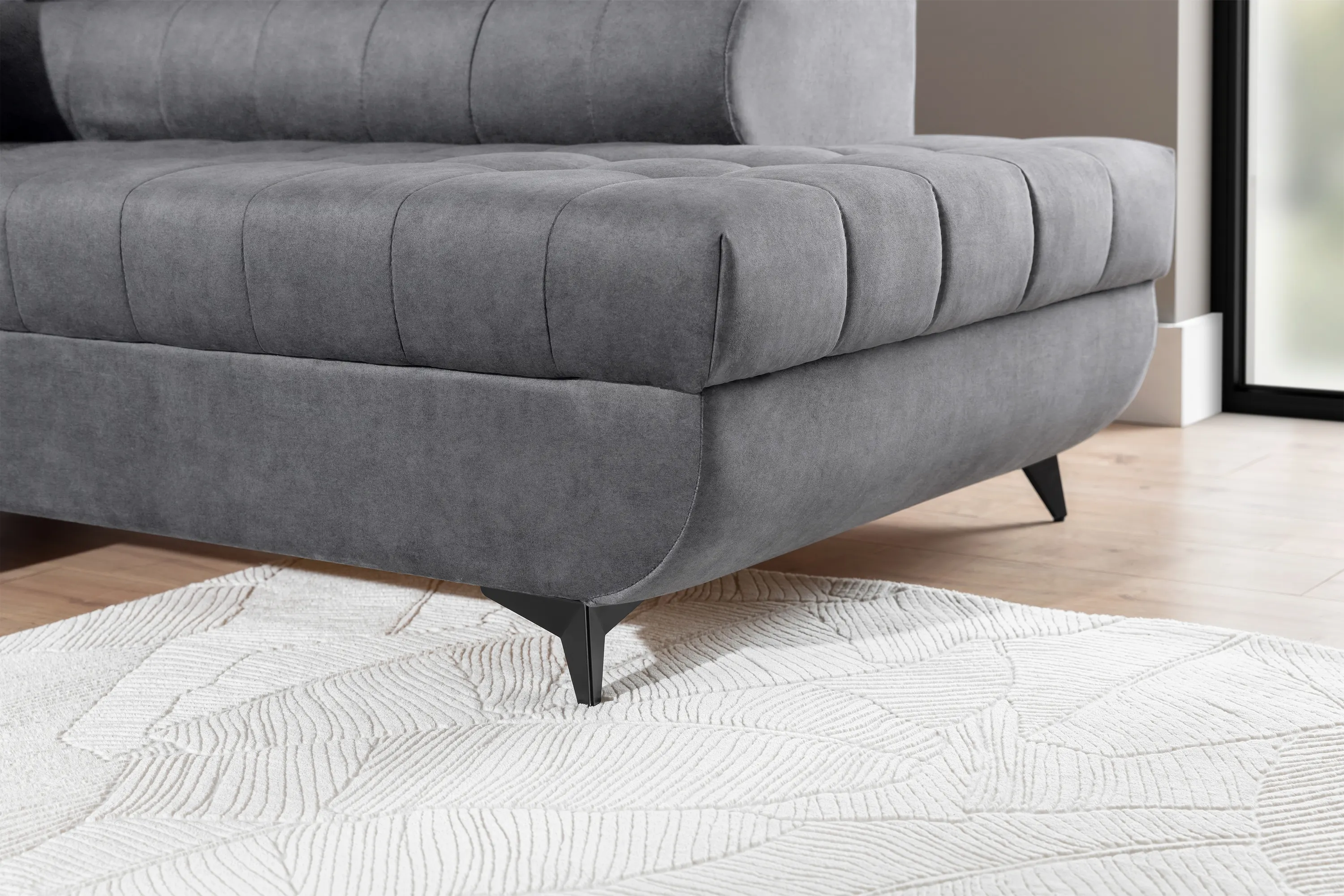 Narożnik lewostronny VALORIS L regulowane zagłówki i podłokietniki tkanina Cloud 82 szary - B_162909