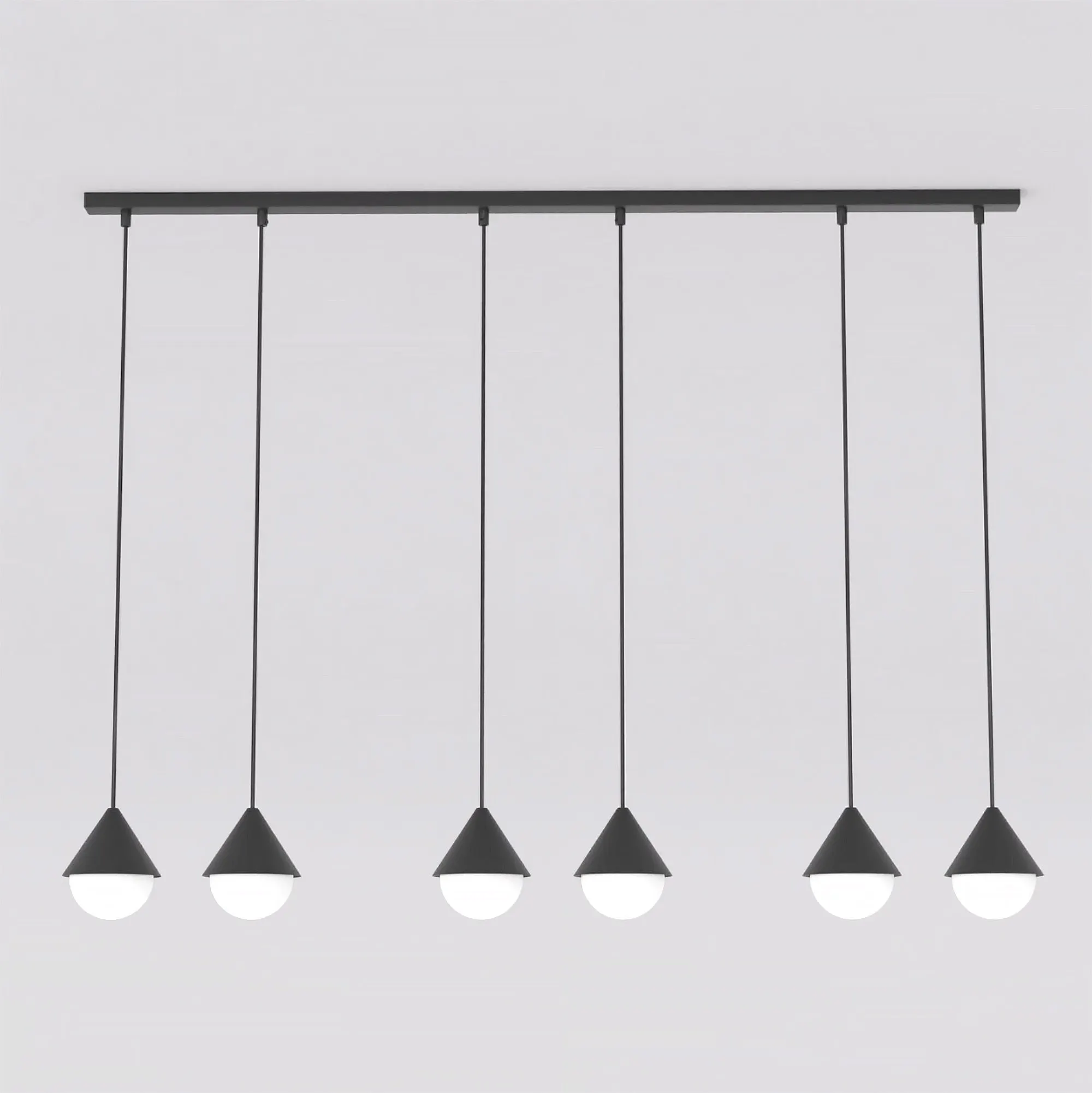 image lampa wisząca, pendant, czarna, metaliczna, zestaw 6 żarówek