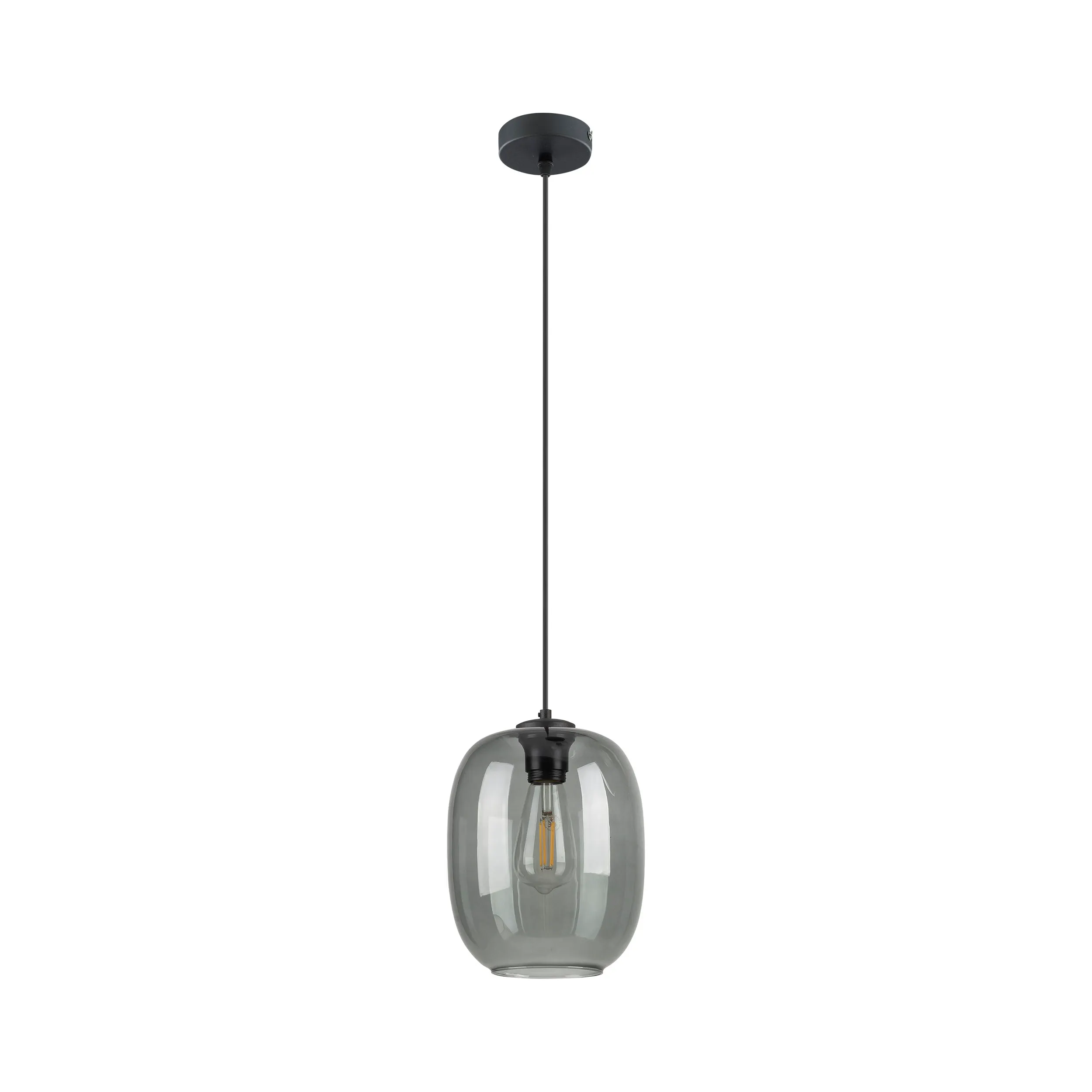 Lampa wisząca ELIO czarna z szarym szklanym kloszem 170x20cm