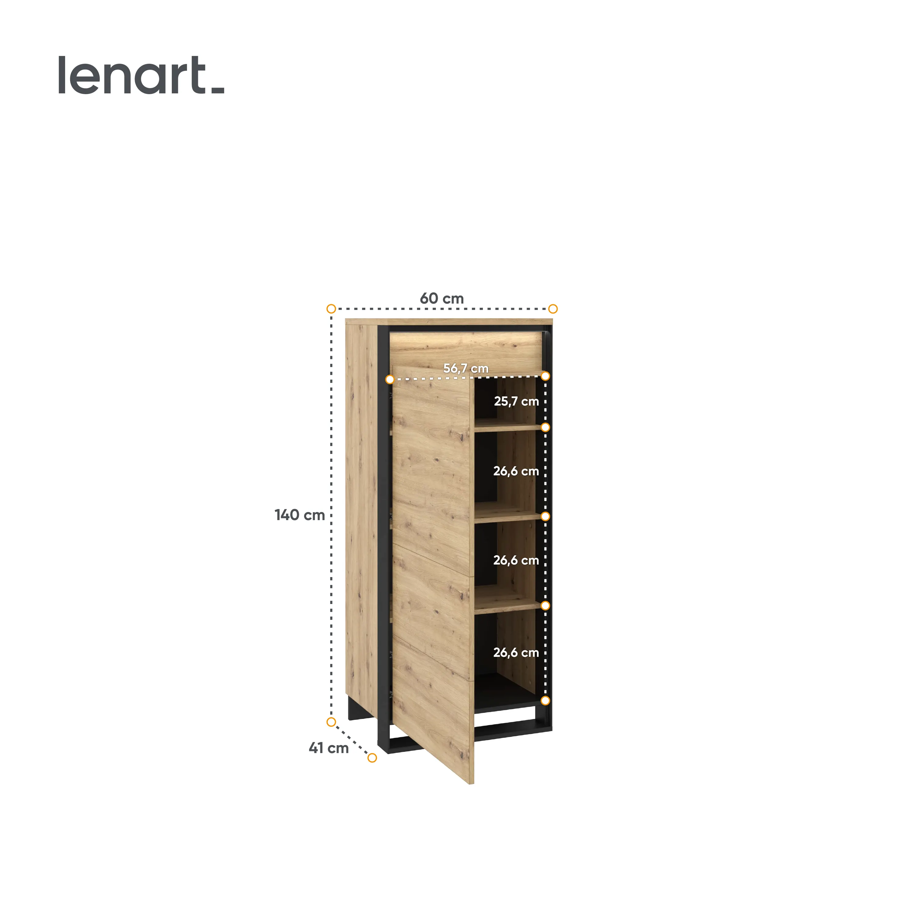 Szafka 60cm LED Quant QA-07 dąb artisan/czarna - QA7DAC