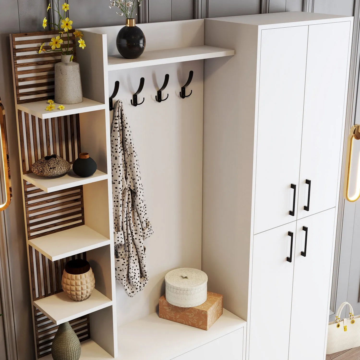 Zestaw do przedpokoju z szafą na buty VIYANA biały - ASI_845HCT4231