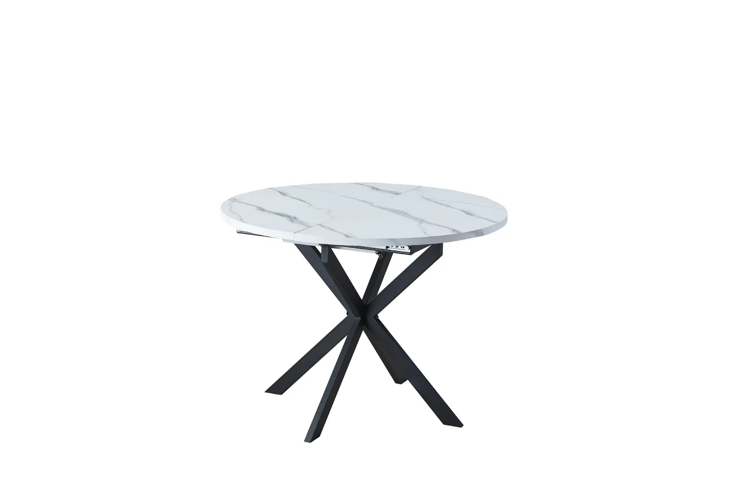 STÓŁ GASTON BIAŁY EFEKT MARMURU/CZARNY MAT 100(135)X100 - GASTONBMAC100