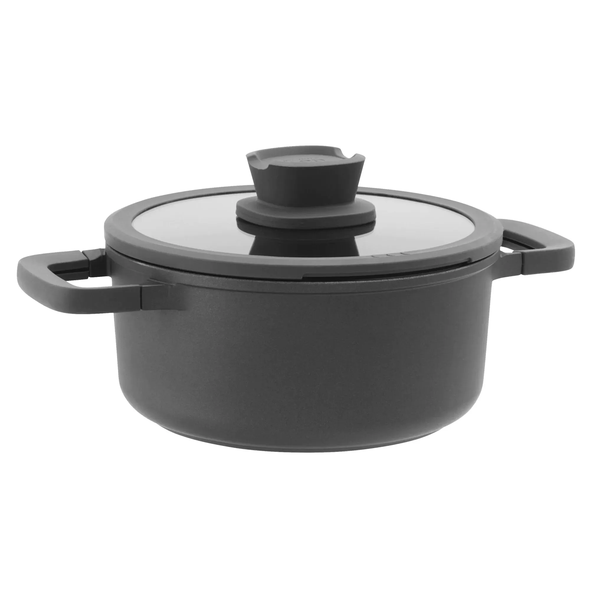 BergHOFF Garnek z pokrywą non-stick Stone+ 24x11 cm, 4,4 L rondel, garnek, pokrywa, szary, stalowy