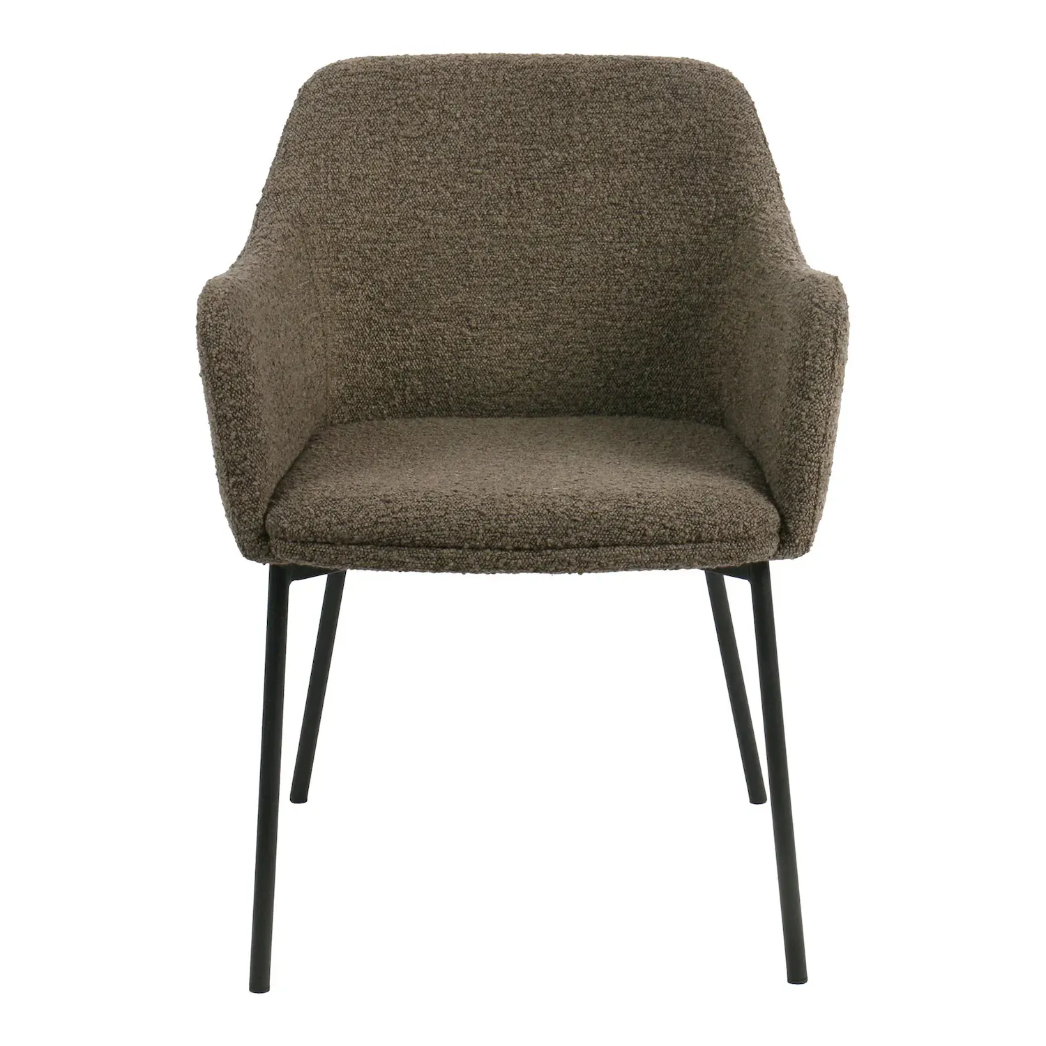 Krzesło tapicerowane z podłokietnikami MELILLA tkanina boucle brąz czarne nogi - 1001216