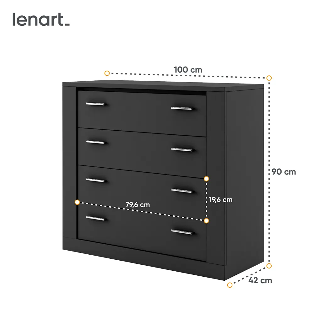 Komoda z szufladami ARTI AR-10 4S czarna - AR10C
