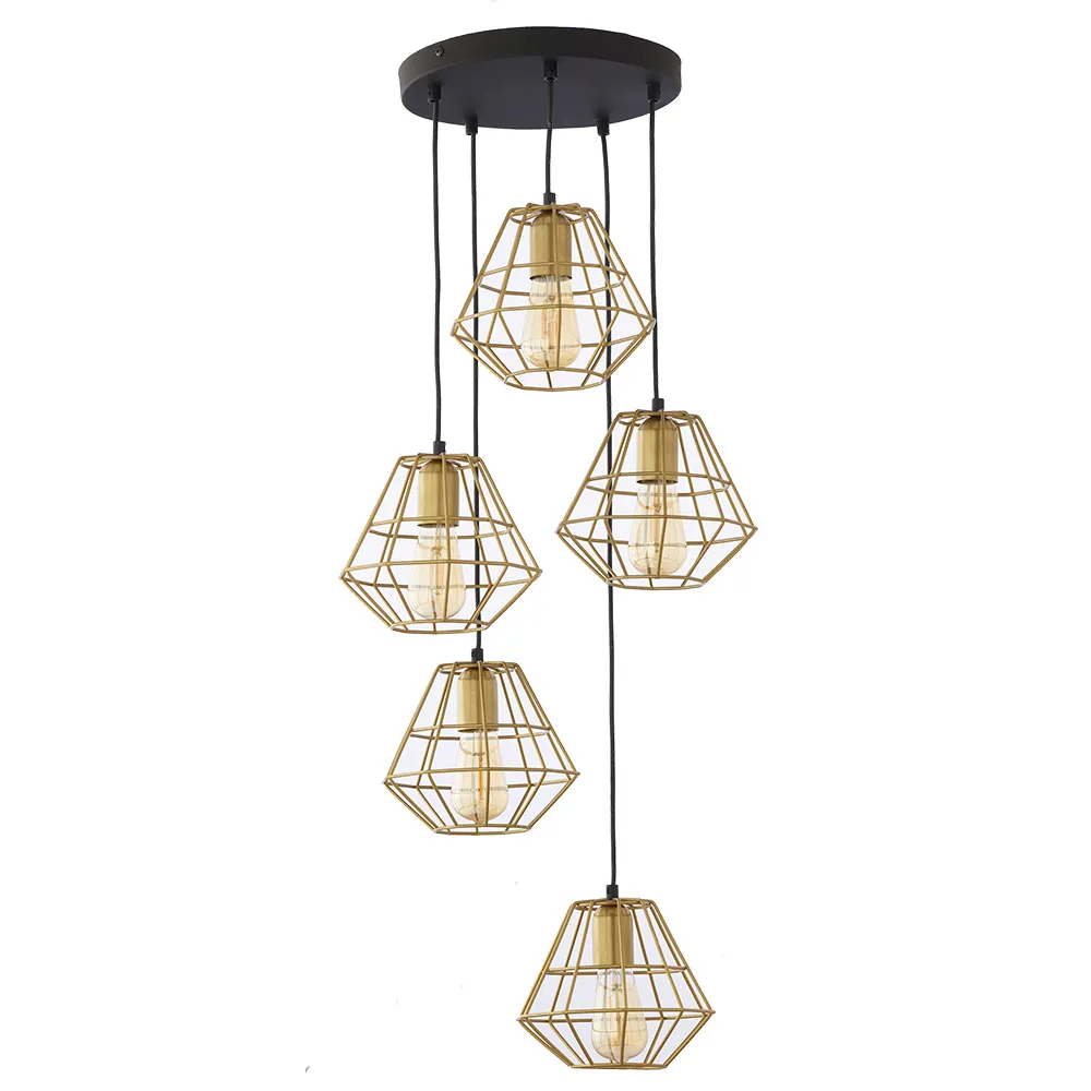 Lampa wisząca DIAMOND czarna złota na okrągłej podstawie 110x47cm