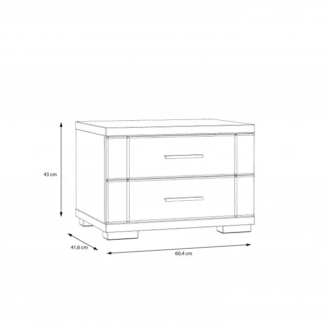 dbc93595925692486ecfc504b4ccebbc Szafka nocna z 2 szufladami SNOW - biały, chrom - SNWK02-C50