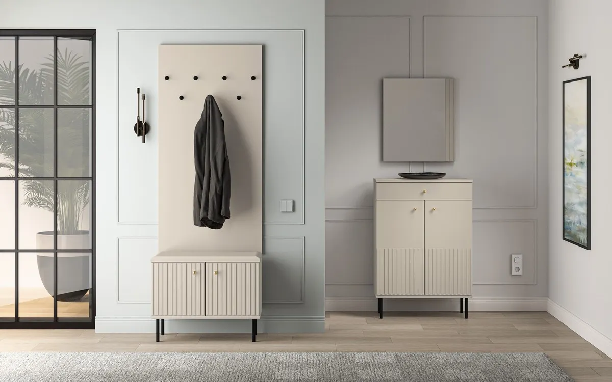 Szafka na buty 2-drzwiowa SOPHIE 16 cashmere z siedziskiem - 1SOPH16-001