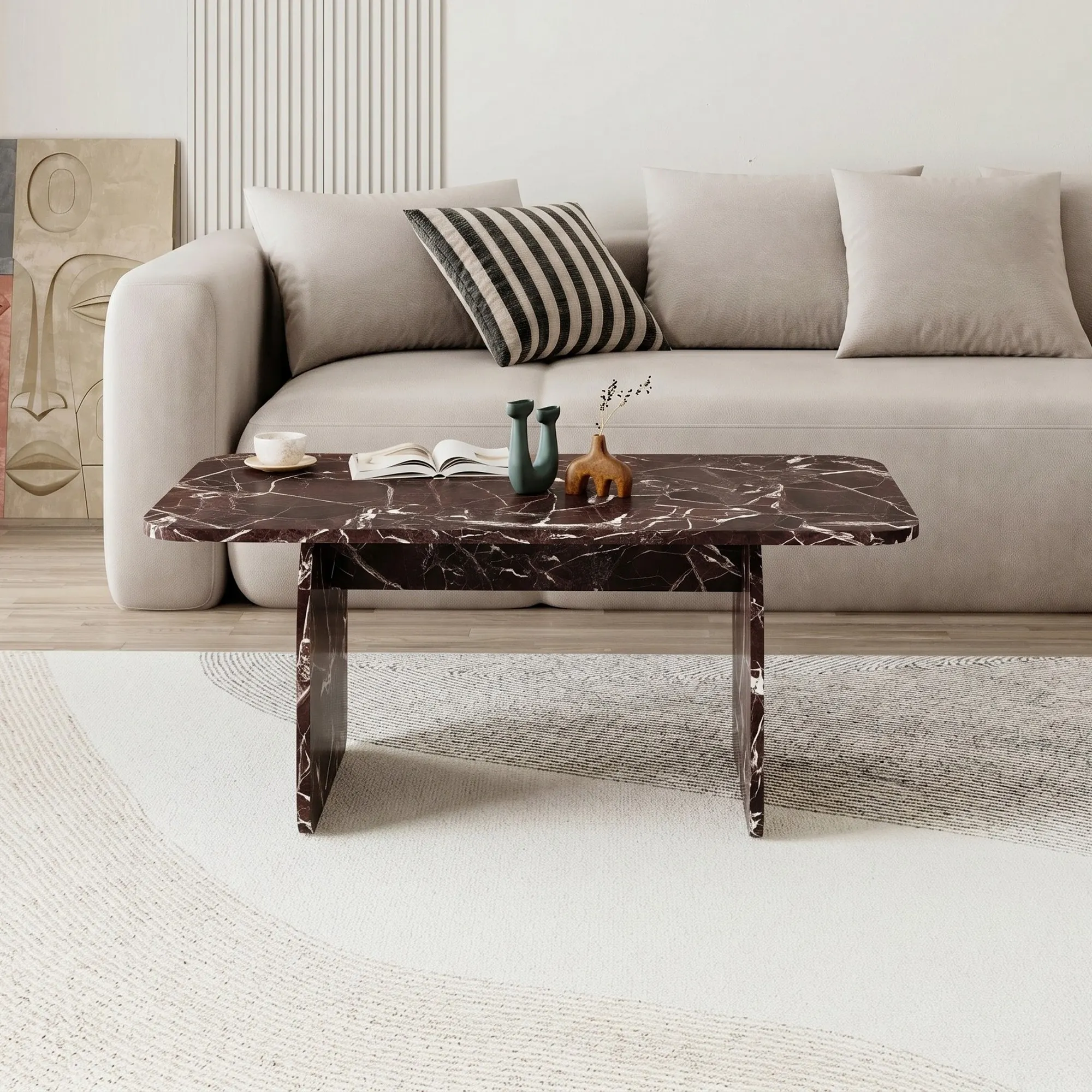 image stolik kawowy, marble, czarny, brązowy, miejsce do siedzenia