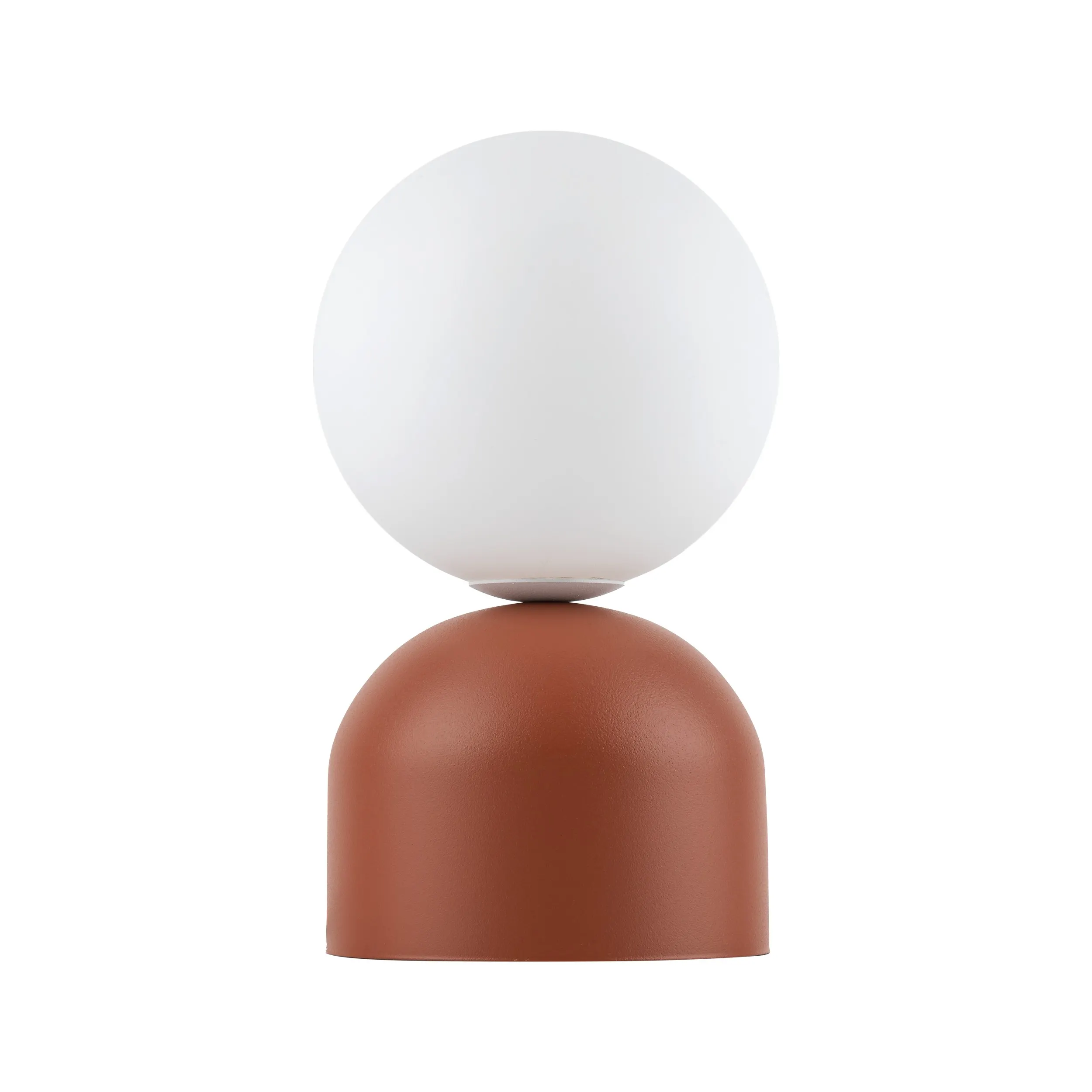 Lampka nocna MIKI ceglana z białym okrągłym szklanym kloszem 21x12cm - TK_16042