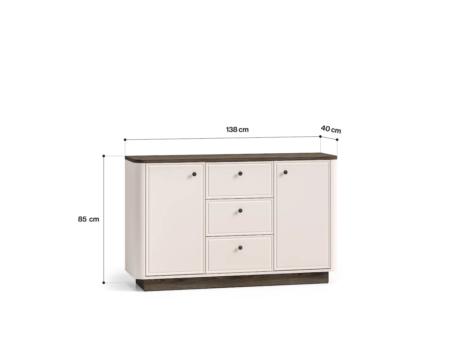 Komoda 2-drzwiowa z 3 szufladami VILAVIO 04 szer.138cm dąb windmill dark cashmere - 1VILA04-001