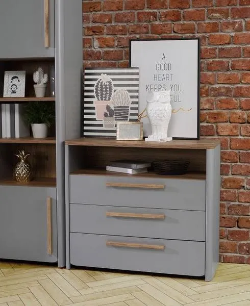 Komoda z szufladami SURFINIO 99 cm szara dab catania - SFNK211-M378