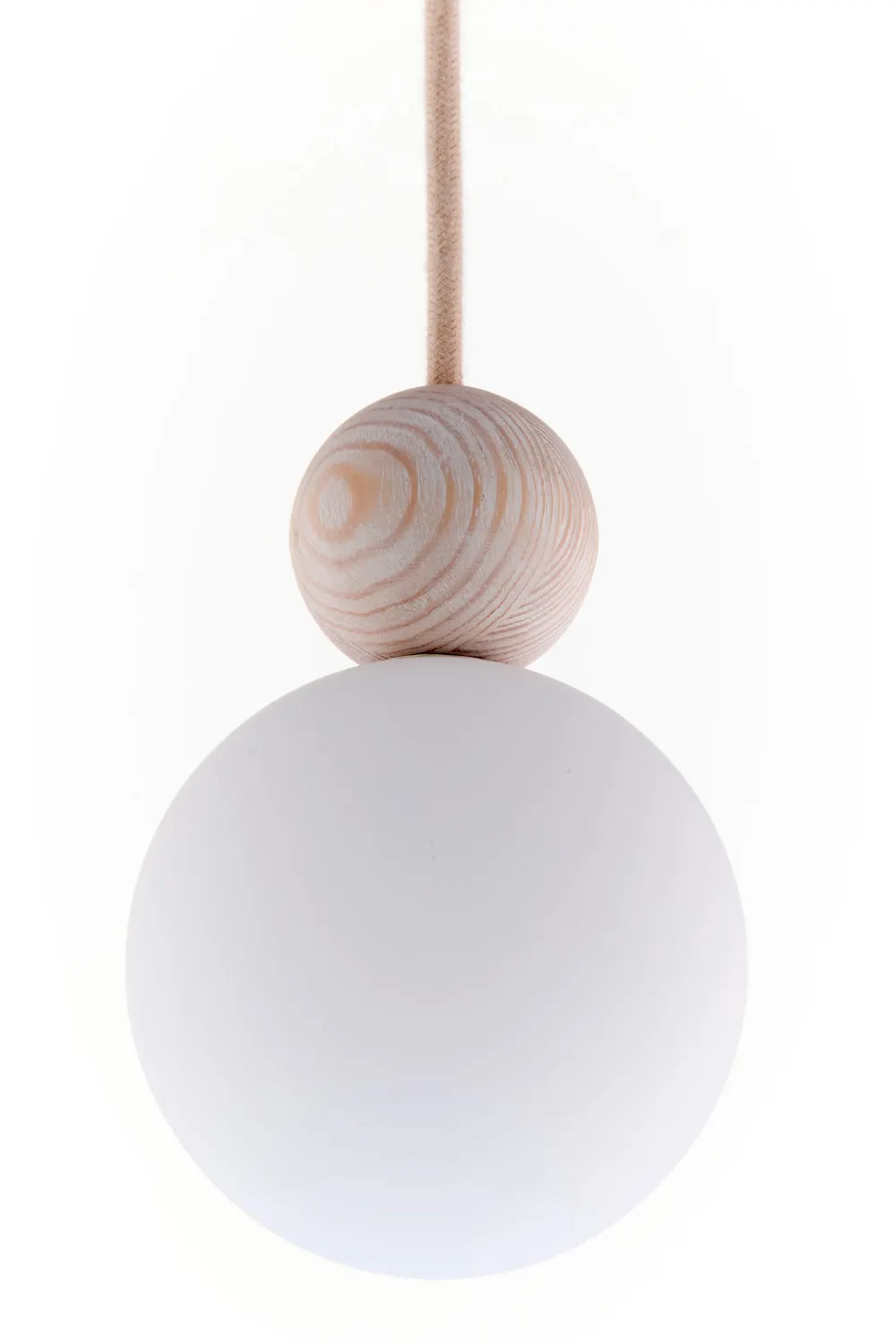 lamp, hanging lamp, wooden bead, white globe, pendant light