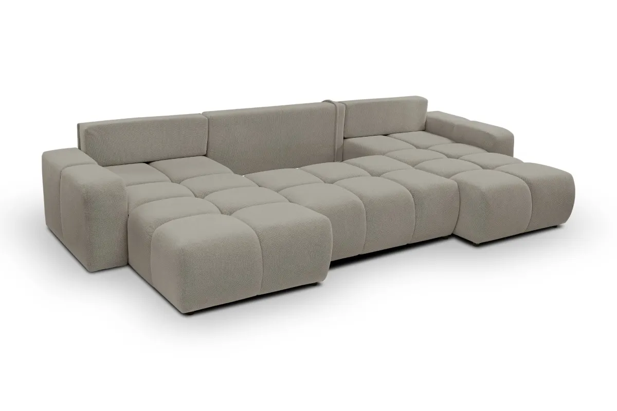 Narożnik rozkładany z pojemnikiem SOHO U CURIO 395 cm pikowany szary - SOHO_NAR_CURIO83_U