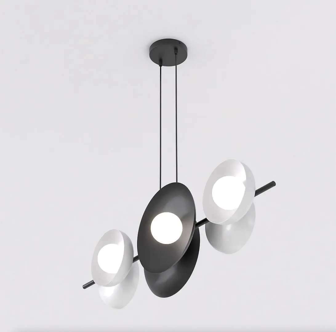 Lampa wisząca metalowa VOLUM 6 WHITE BL czarno - biała — zdjęcie 3