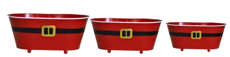 Komplet 3 DONICZEK metalowych 7669 czerwonych Komplet 3 DONICZEK metalowych 7669 czerwonych