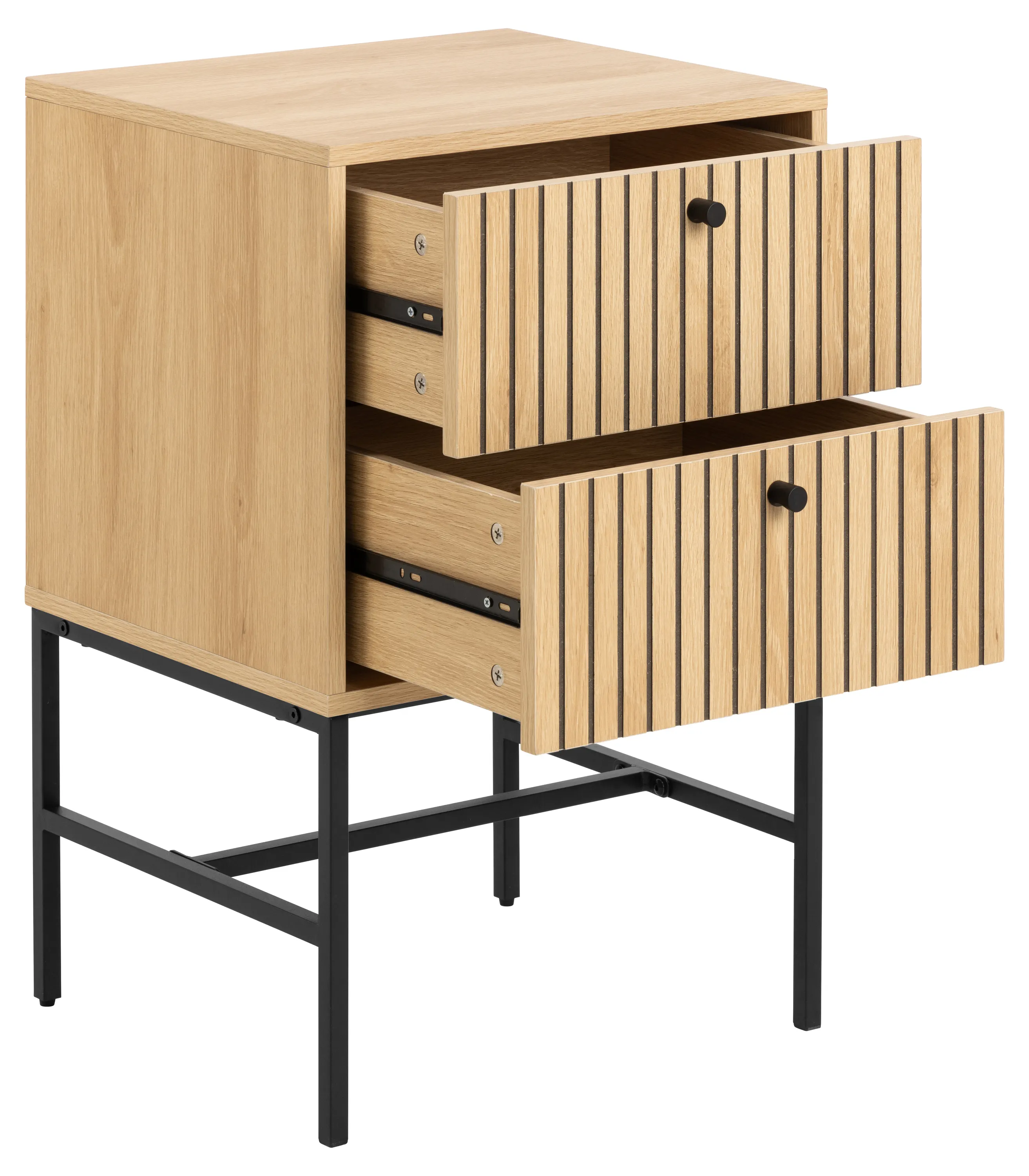 Szafka nocna z 2 szufladami ALBANY efekt drewna 45,6x40x70 - 0000105051