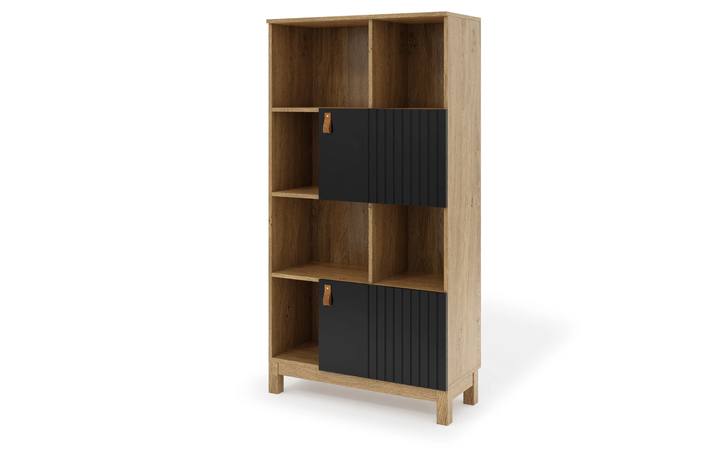 Regał z półkami 2-drzwiowy MODERN 80x153 czarny/dąb kamienny Półka, Drewno, Meble